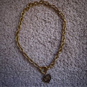 Upcycled Gucci Gold Chain Necklace with Heart Pendant